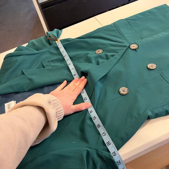 Vintage Hugo Buscati Silk Emerald Green Double Button Silk Blazer Jacket Size S - Picture 9 of 11